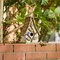 Set of 2 9.5''H Distressed Solid Wood Decorative Outdoor Garden Birdhouse with Natural Wood Slatted Roof and 3D Tree